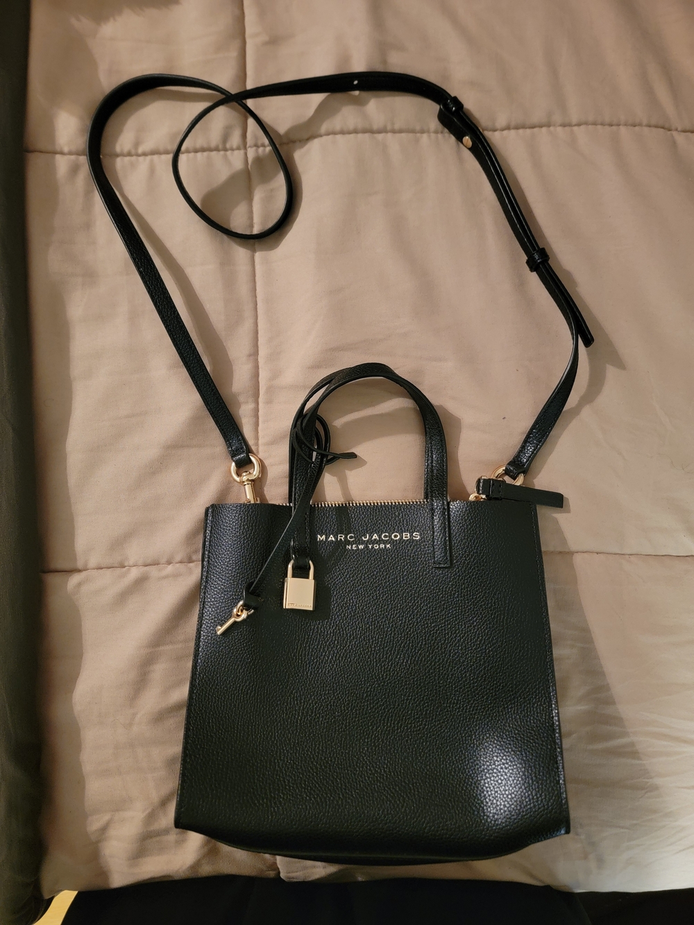 Marc Jacobs Black Pebbled Mini Tote with Gold Hardware